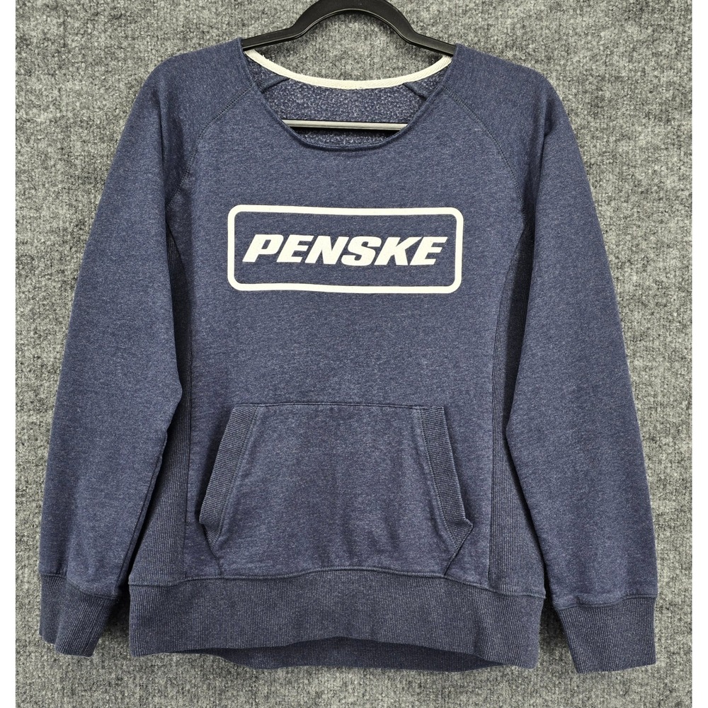 Penske Racing Sweatshirt Women S Blue Raglan Long Sleeve Logo Nascar Indy IMSA